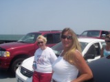 Mom and Patti on Ocracoke Island ferry 2008